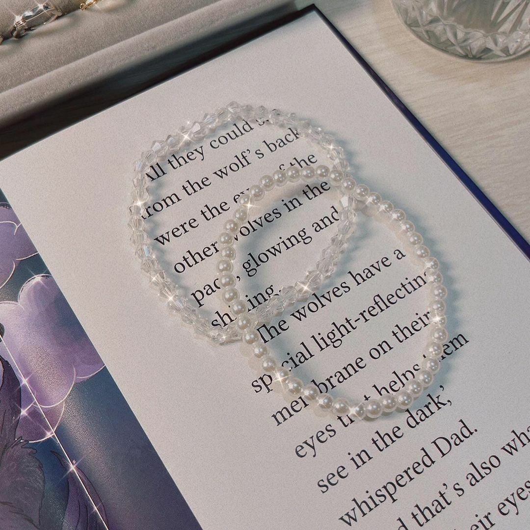 明亮的細閃水晶與小珍珠手鍊