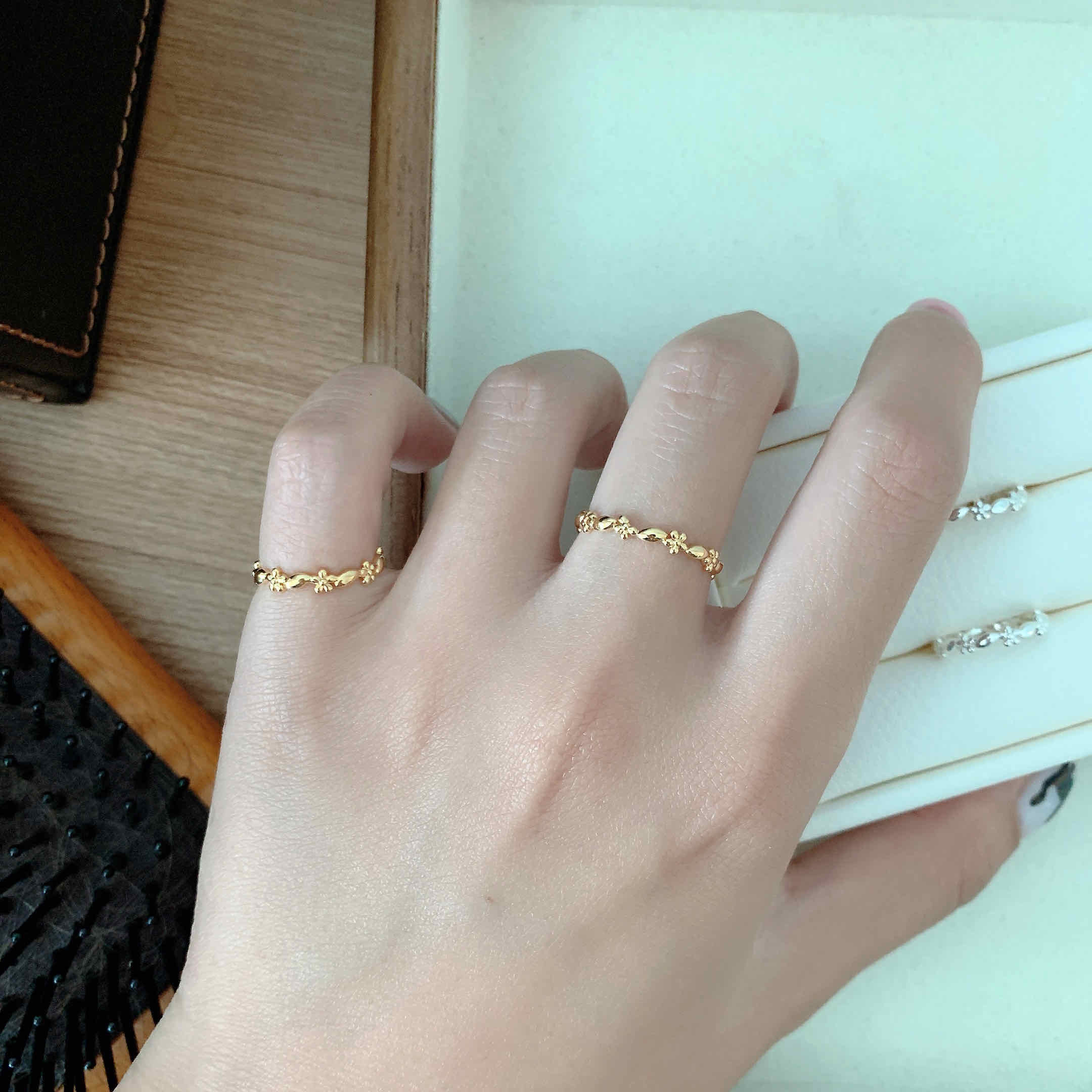 🇰🇷925 silver 質感花圈戒指｜2 color