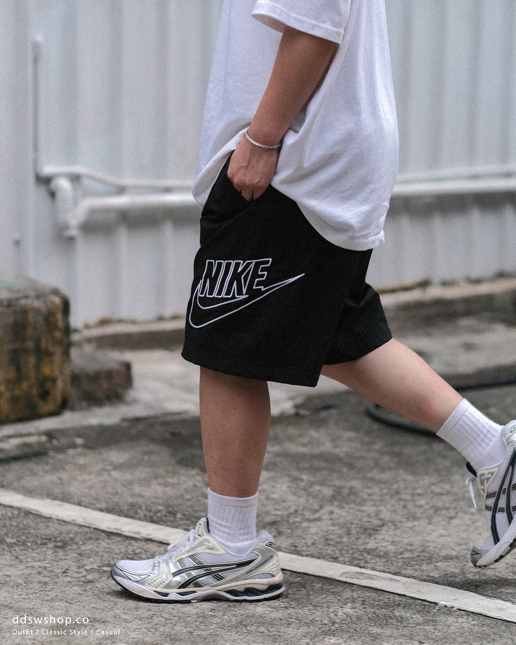 "現貨" Nike Sportswear 短褲 梭織短褲 抽繩 刺繡描邊 大LOGO 黑色DB3811-010