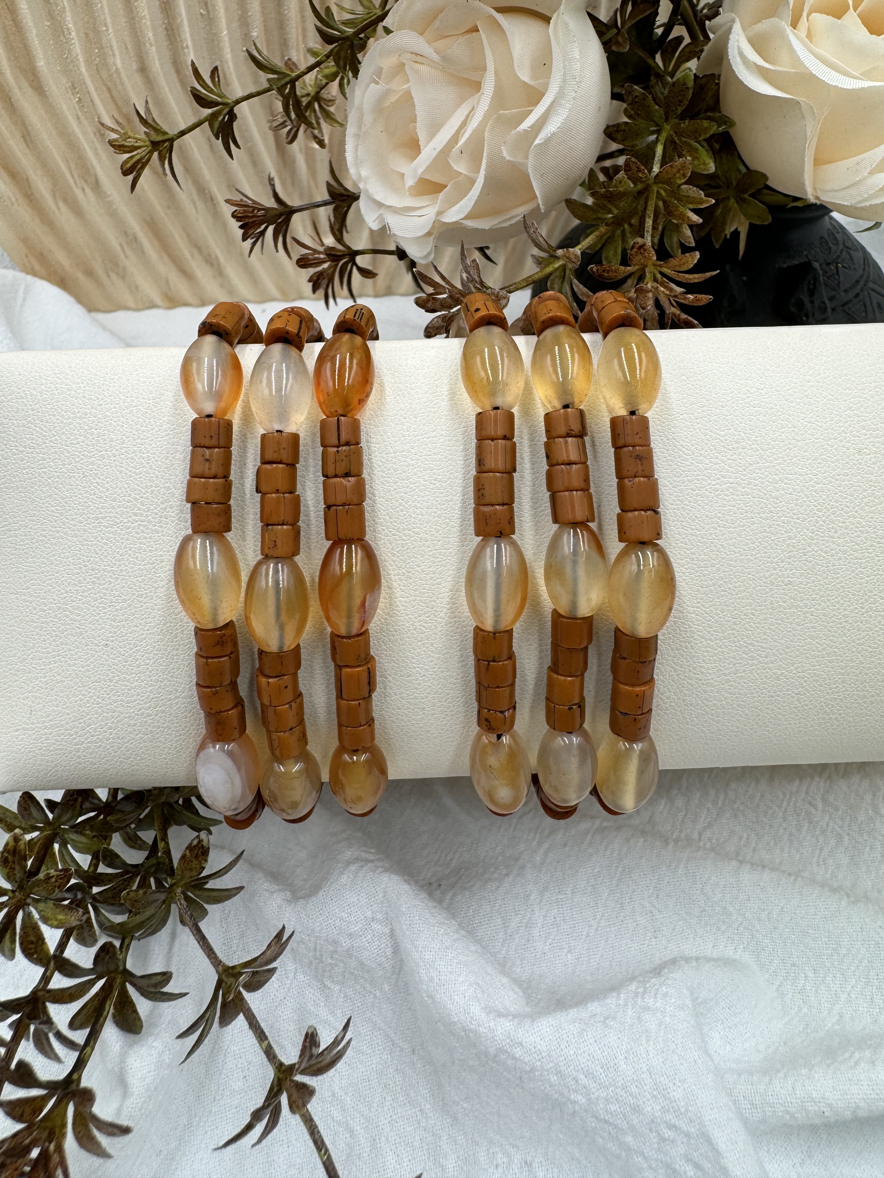 Muni-No.32貿易老珠三排手鍊15.5cm