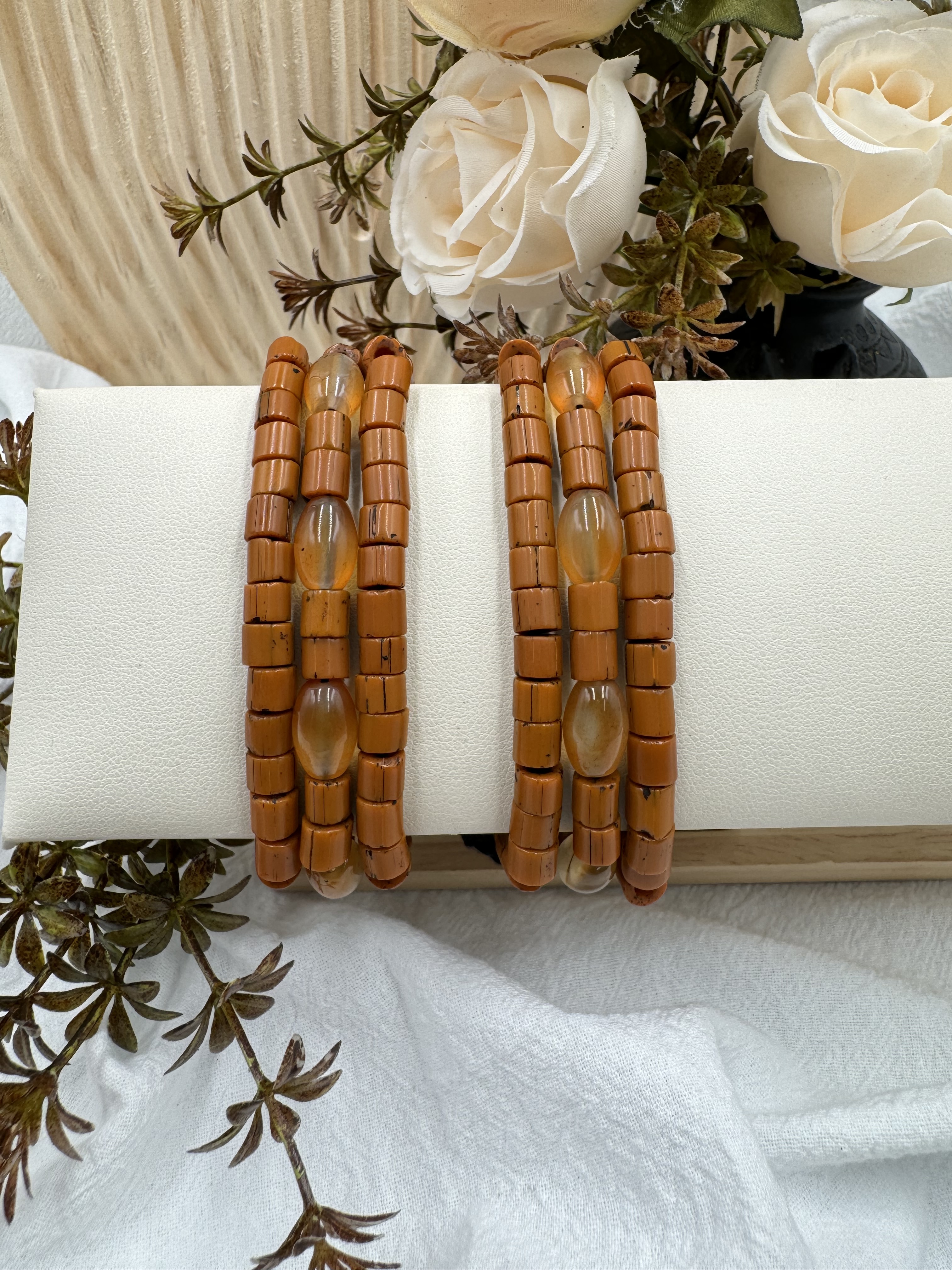 Muni-No.34貿易老珠三排手鍊15cm