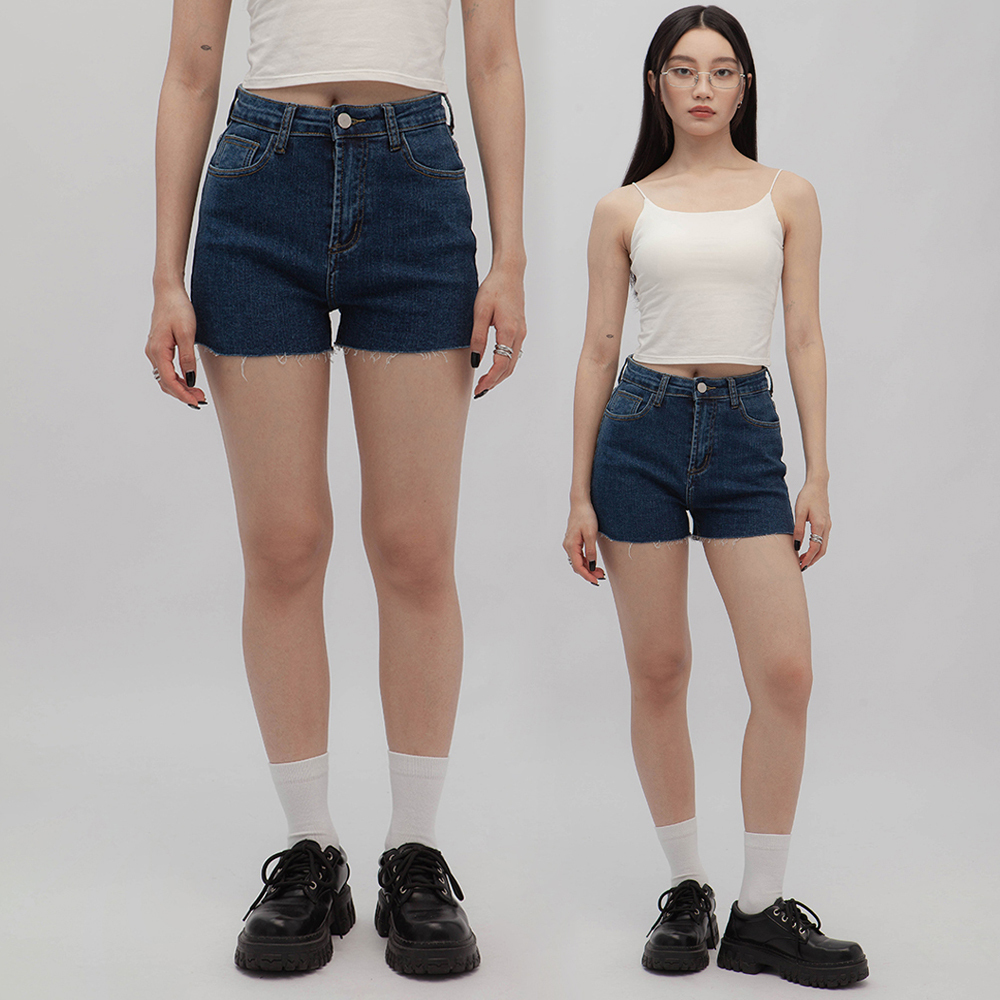 毛邊高腰牛仔短褲(-25%)