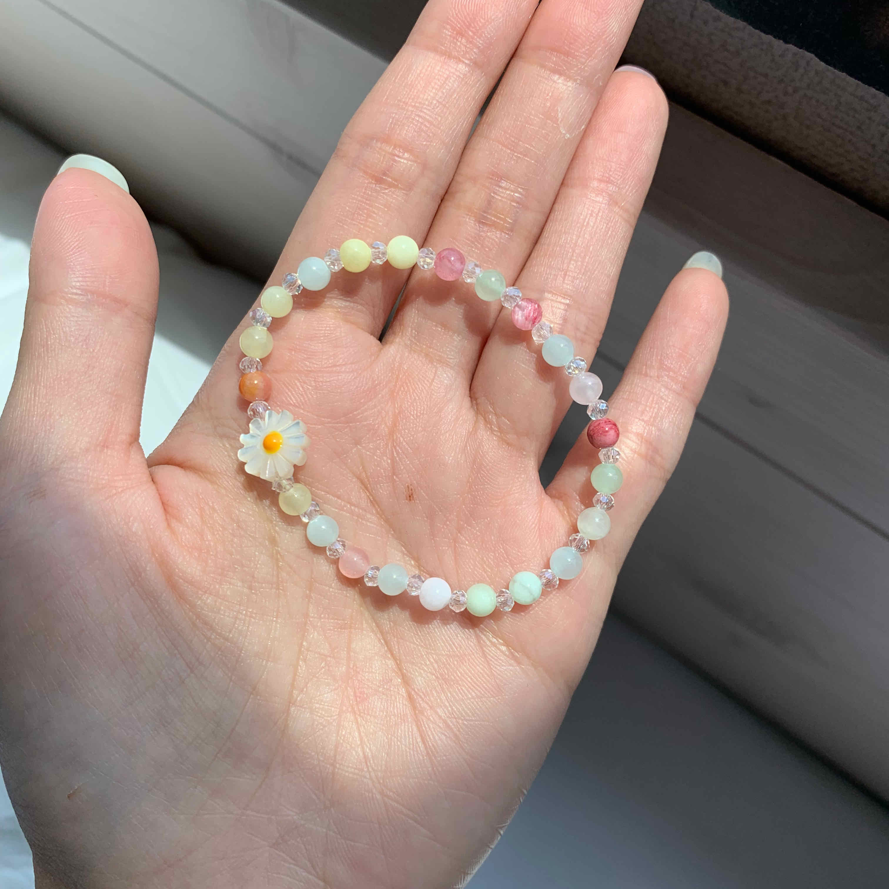 🇰🇷粉彩珠珠小花串珠手鍊