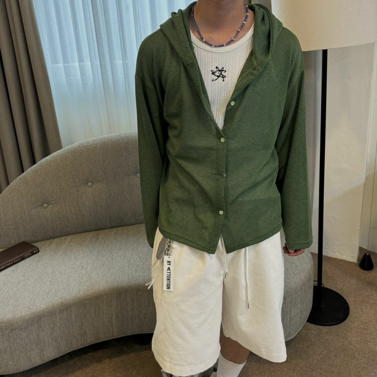 淨色連帽針織外套 BY ATTENTION-211JK