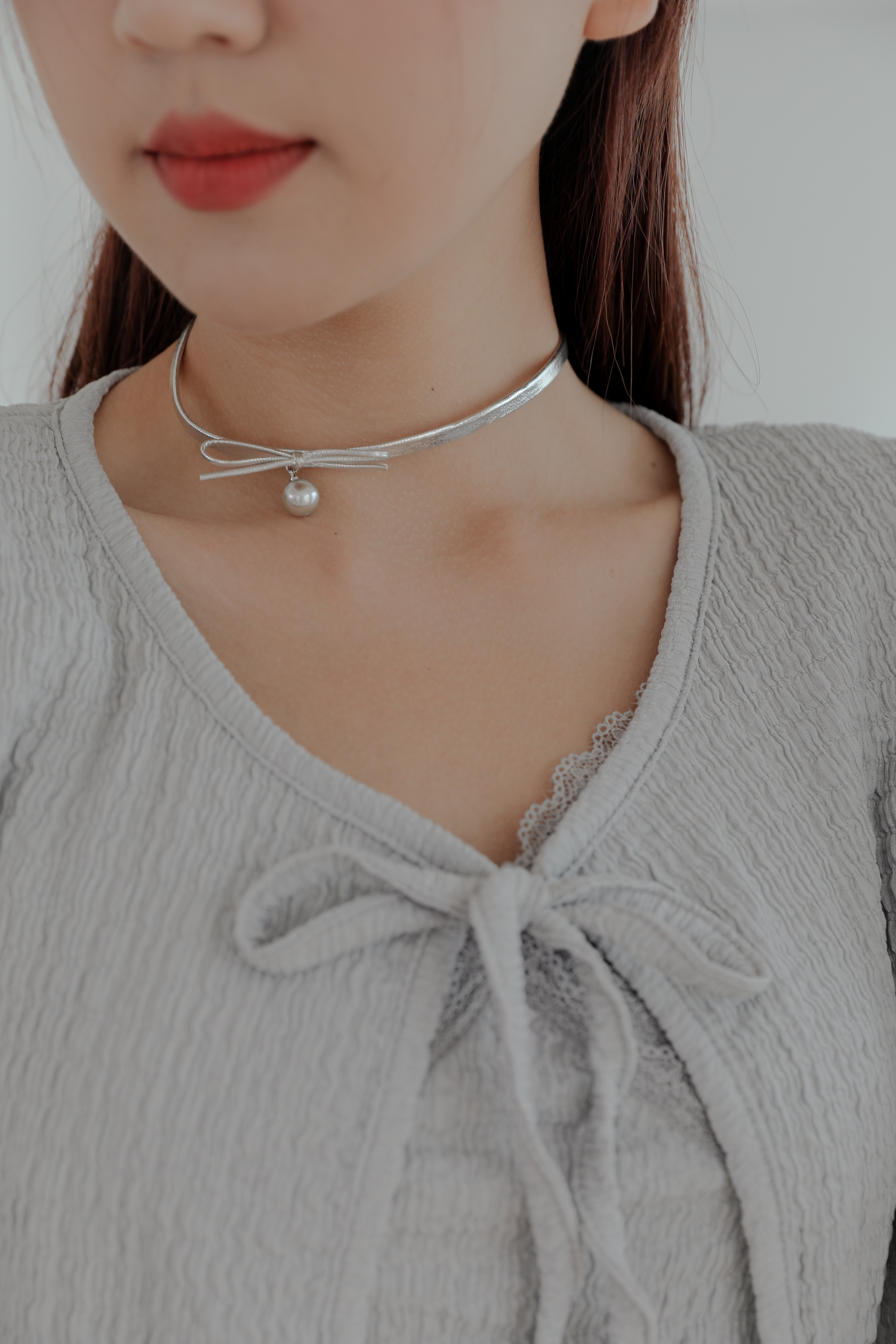 Necklace-Pearl Ribbon