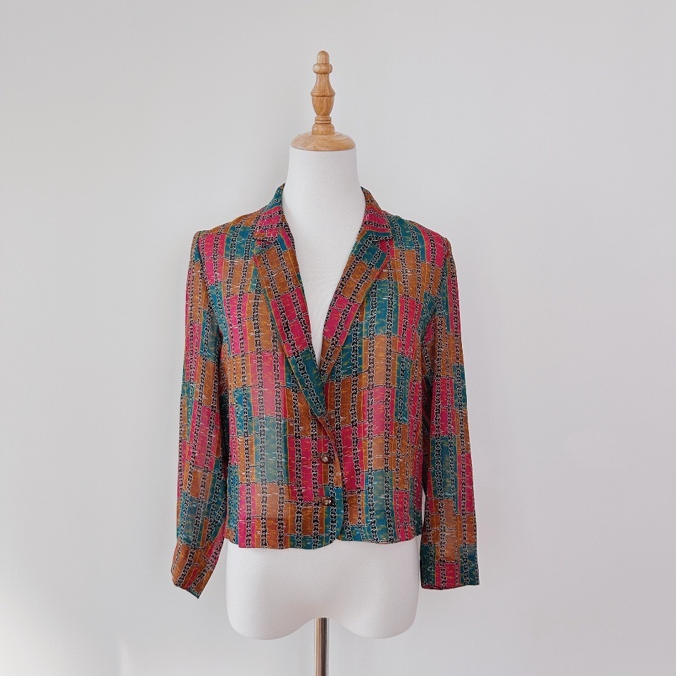 彩虹感民族風薄身西裝外套