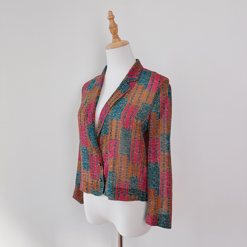 彩虹感民族風薄身西裝外套