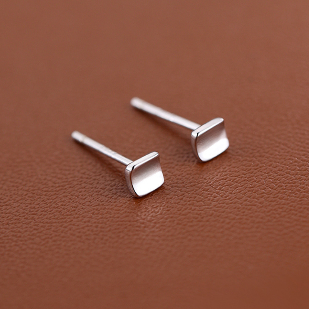 四方來財  純銀耳釘(針式)