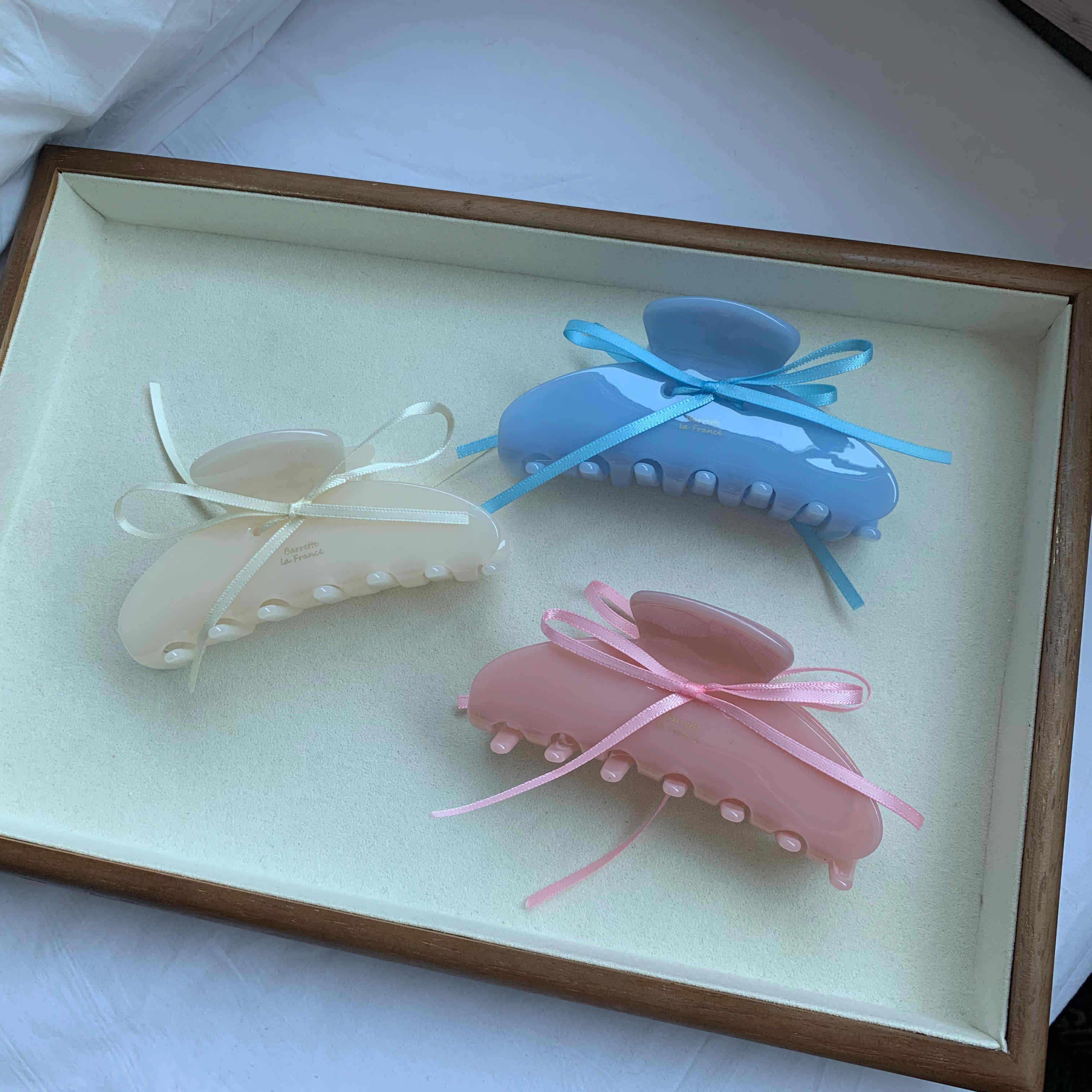 🇰🇷馬卡龍色蝴蝶結緞帶抓夾｜3 color