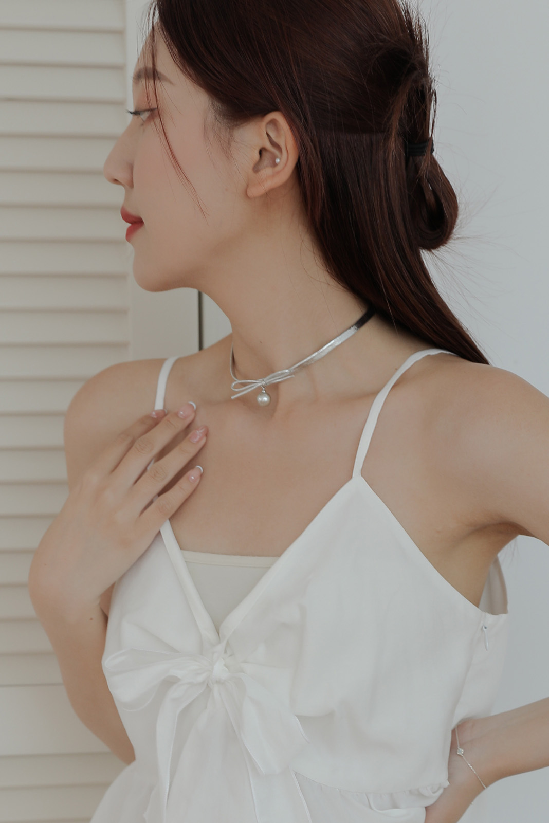 Necklace-Pearl Ribbon