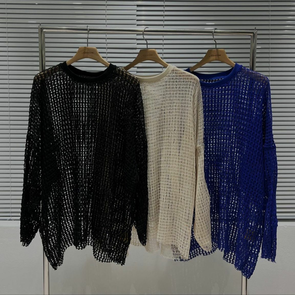 淨色網紋長袖衫 BY ATTENTION-221T