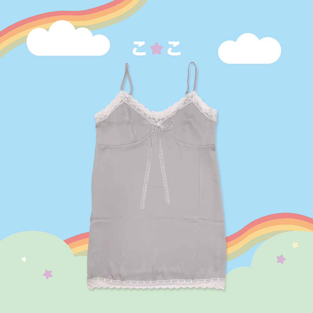 こ♡こ 法式蕾絲緄邊緞面短洋裝