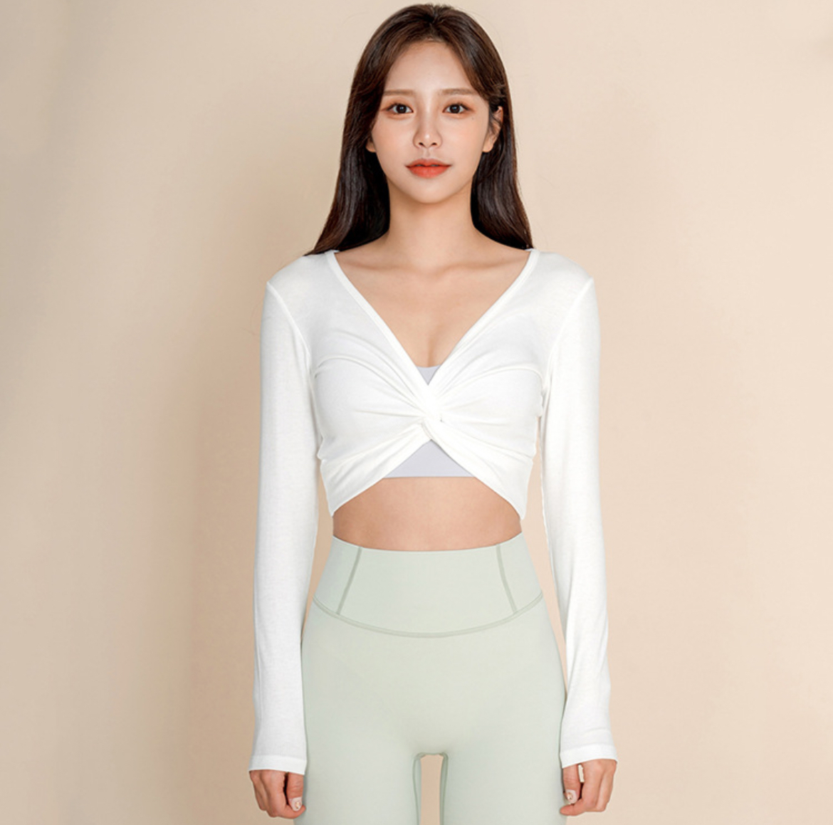 春季都市時尚感扭結設計運動上衣（三色）