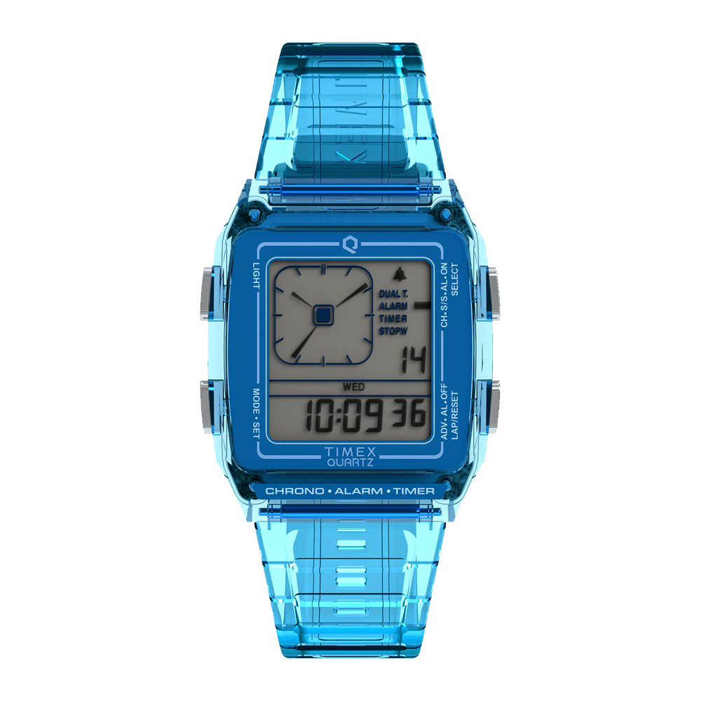 Timex Q LCA Digital 透明藍 電子錶 TW2W45100