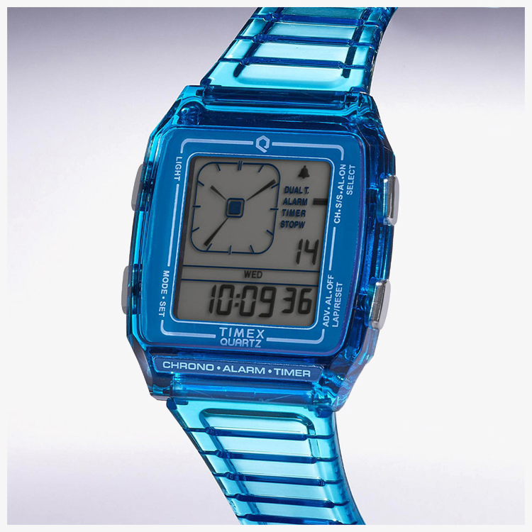 Timex Q LCA Digital 透明藍 電子錶 TW2W45100