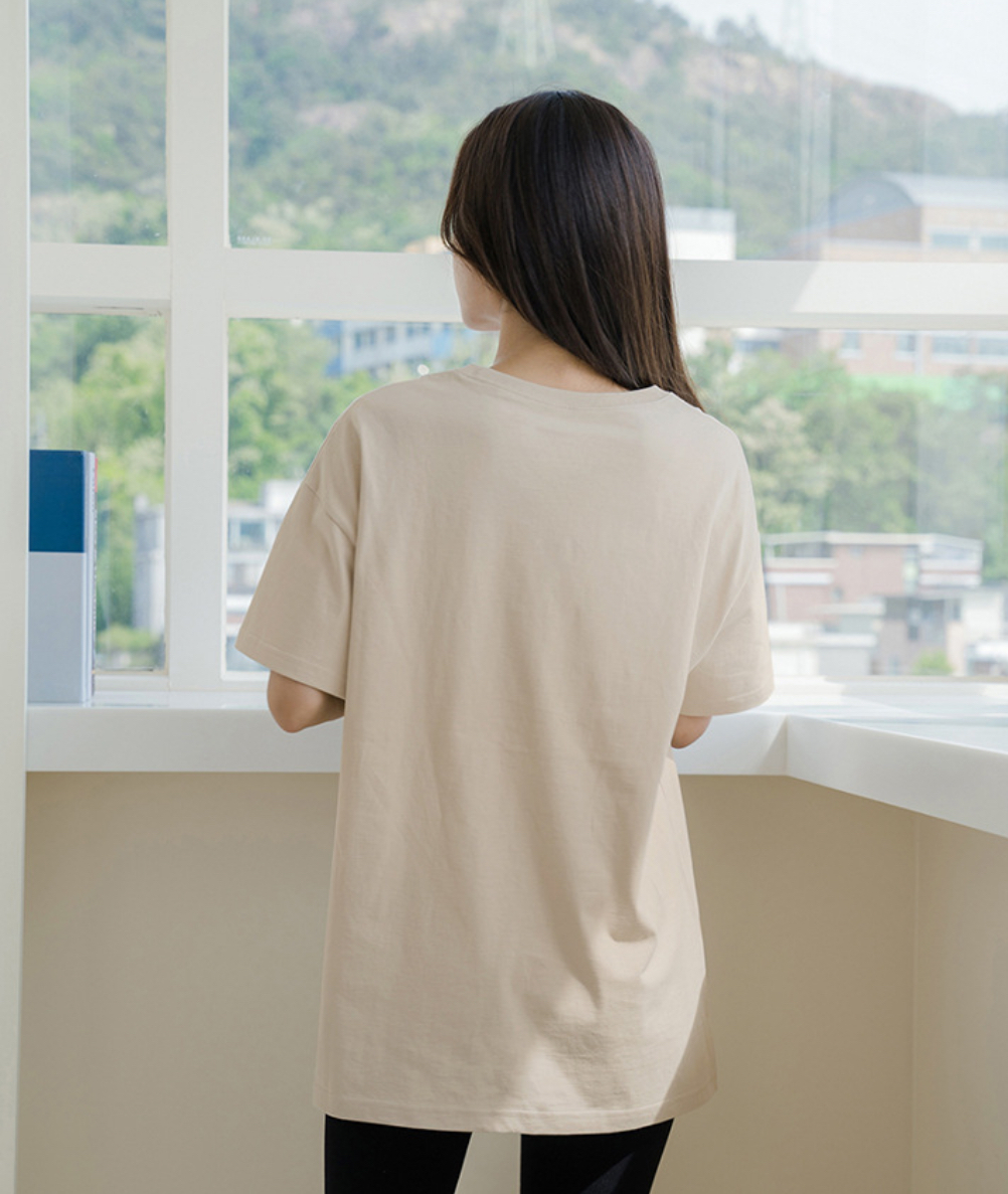 休閒款寬鬆百搭微開岔瑜伽上衣（三色）