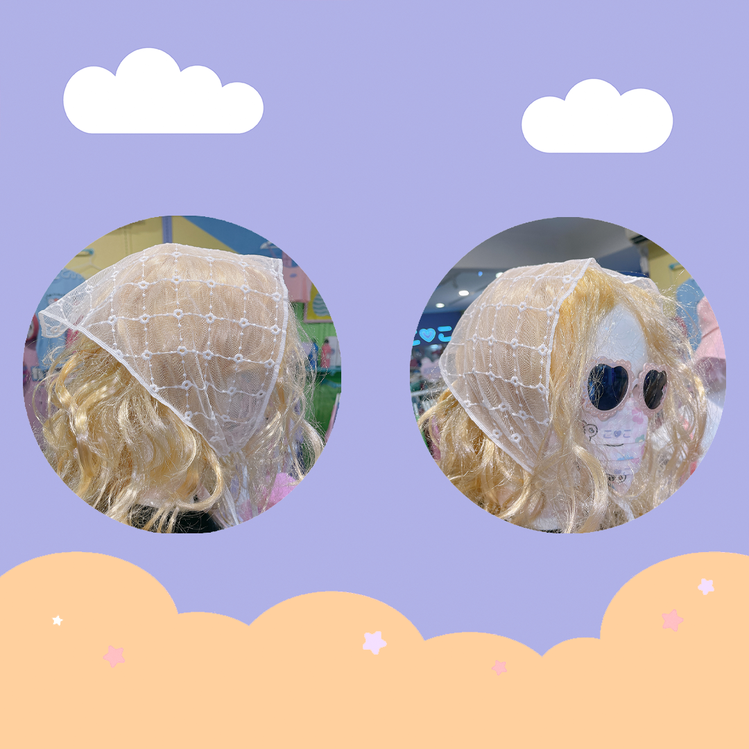 こ♡こ 小花菱格蕾絲三角頭巾