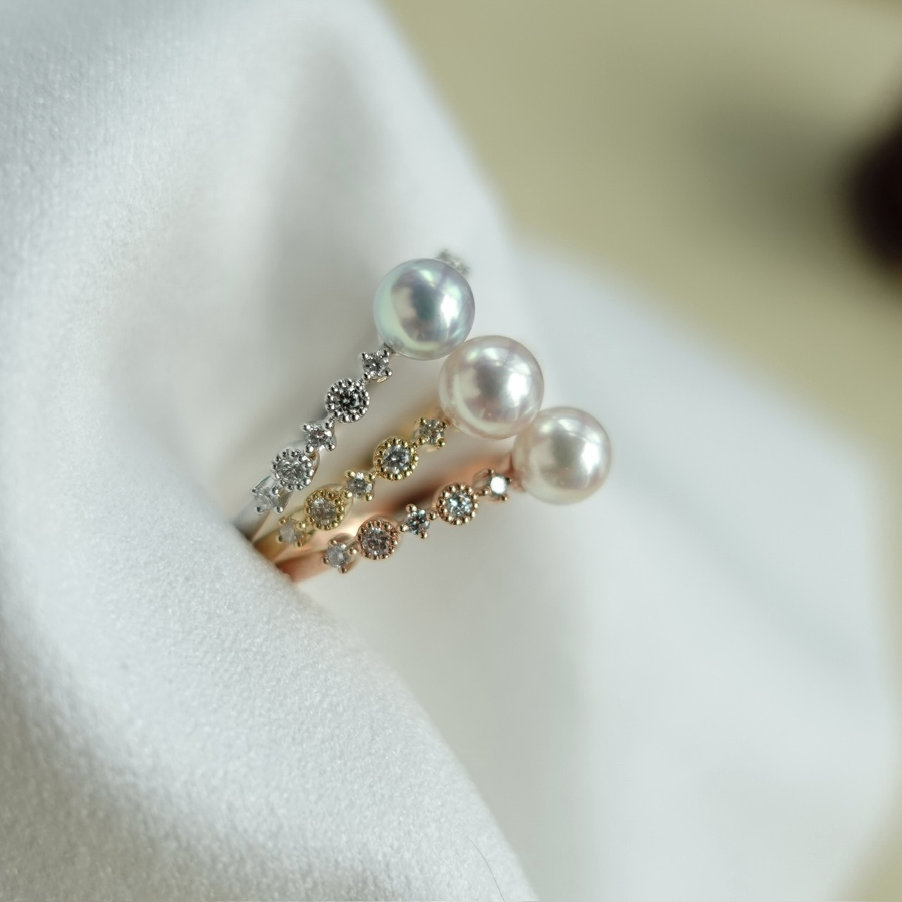 鏡面系列- 18K金日本Akoya珍珠戒指  (5-5.5mm)