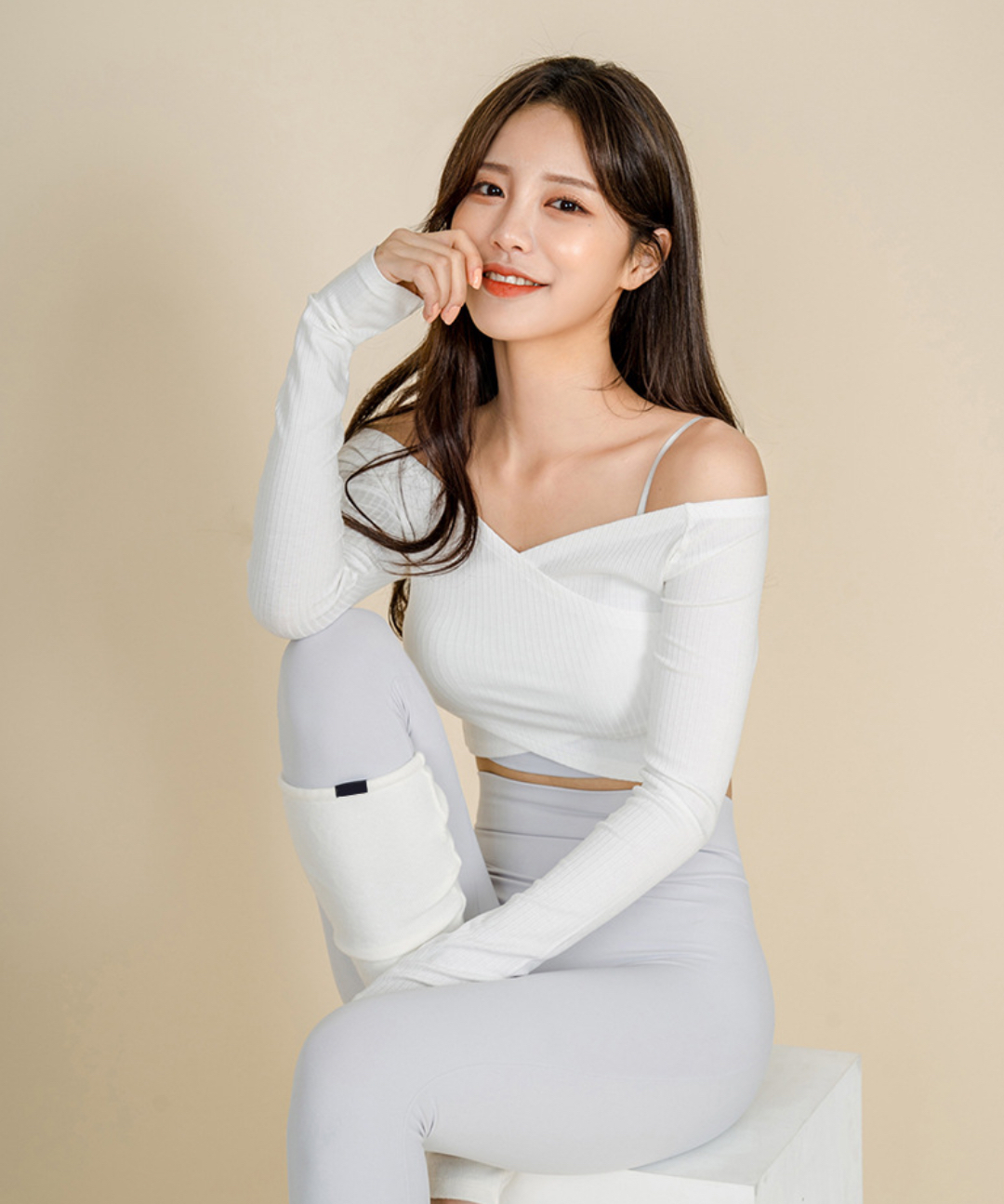 螺紋交叉性感長袖運動上衣（六色）