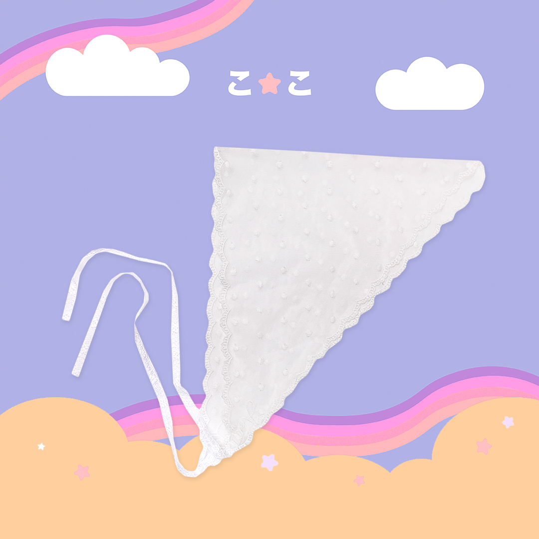 こ♡こ 點點蕾絲三角頭巾