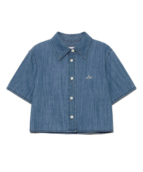 【代購】LEE 女 Short Crop 短版 有領 鈕扣 襯衫 短袖 LE2402SS63