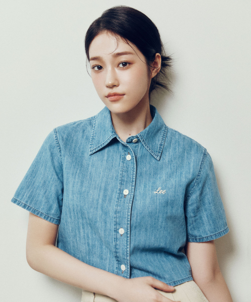 【代購】LEE 女 Short Crop 短版 有領 鈕扣 襯衫 短袖 LE2402SS63