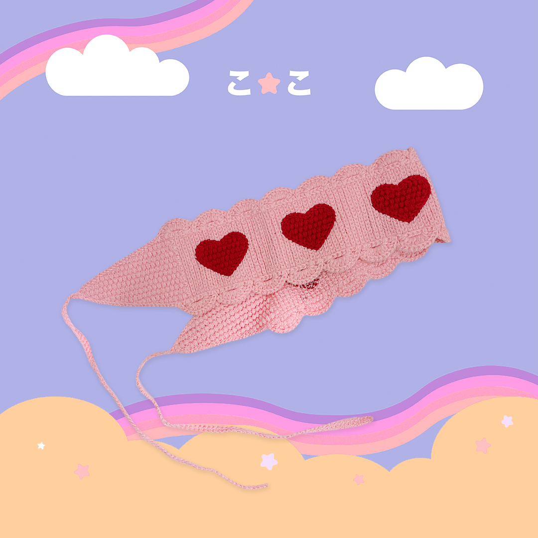 こ♡こ 愛心針織頭巾