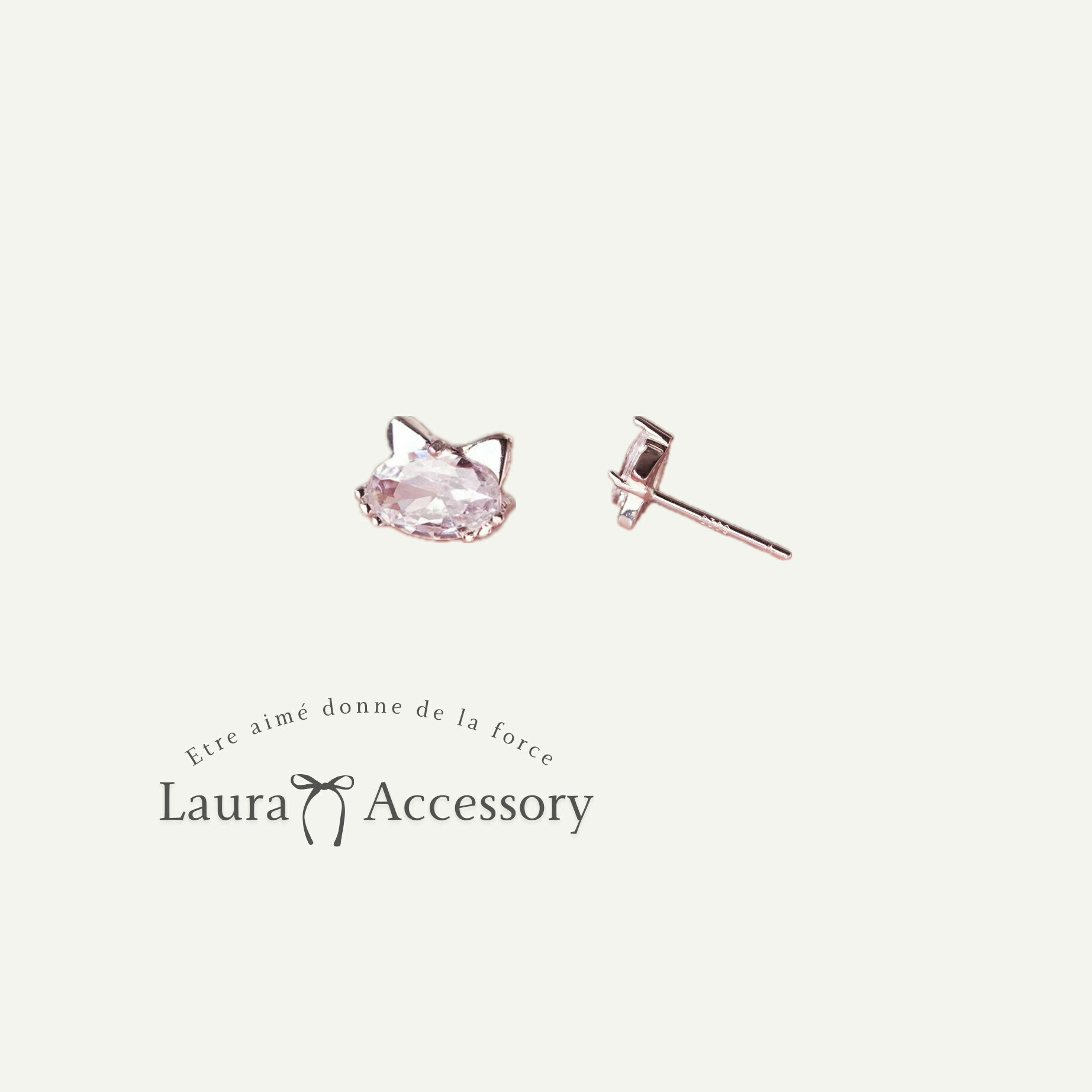 B31小貓單鑽純銀耳針