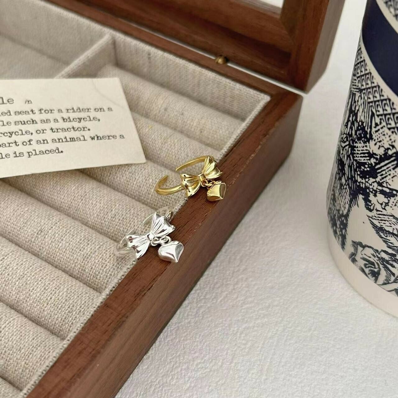 J56蝴蝶結愛心純銀調整戒