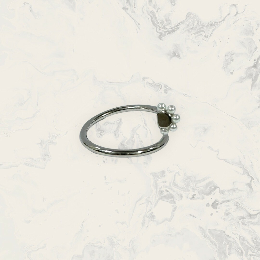 韓國直送戒指 可調式 排列小珍珠前線鋯釘子圈