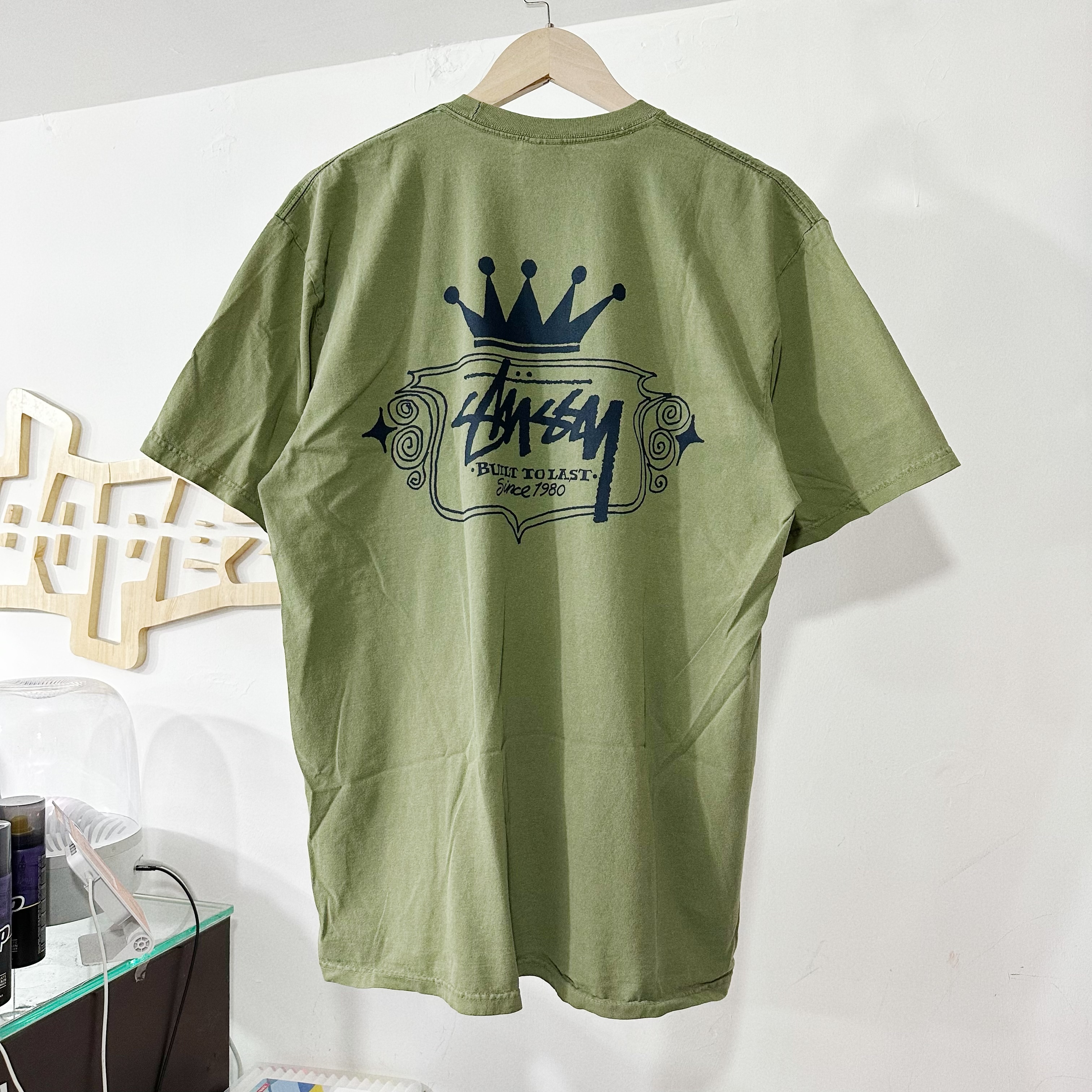 STUSSY BUILT TO LAST TEE PIGMENT DYED OLIVE