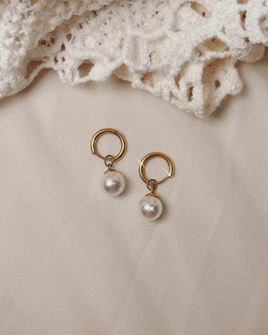 2 way cream pearl earrings - 316L