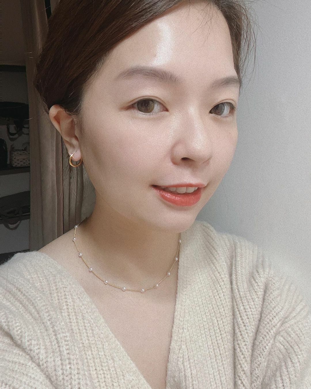 兩種戴法金色耳圈珍珠垂墜耳扣