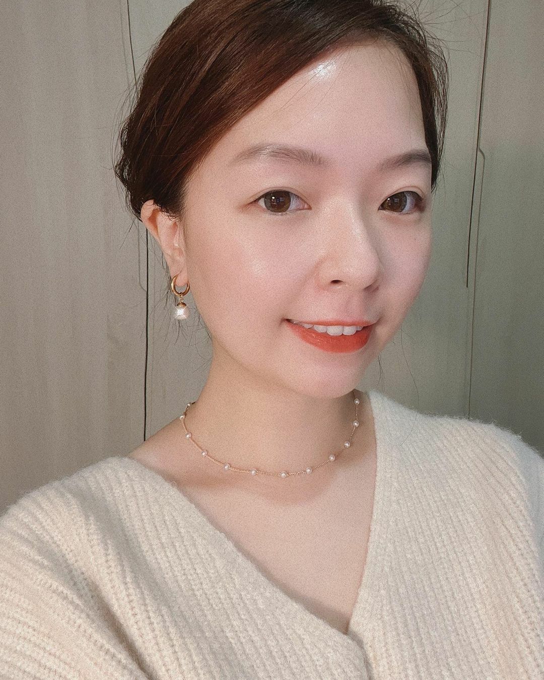 兩種戴法金色耳圈珍珠垂墜耳扣