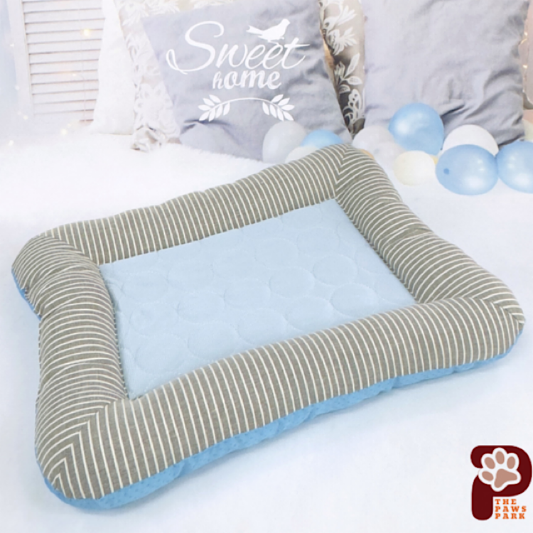 立體透氣條紋冰絲涼墊寵物涼感墊夏天降溫狗床-藍/紅 (2個尺碼可選)