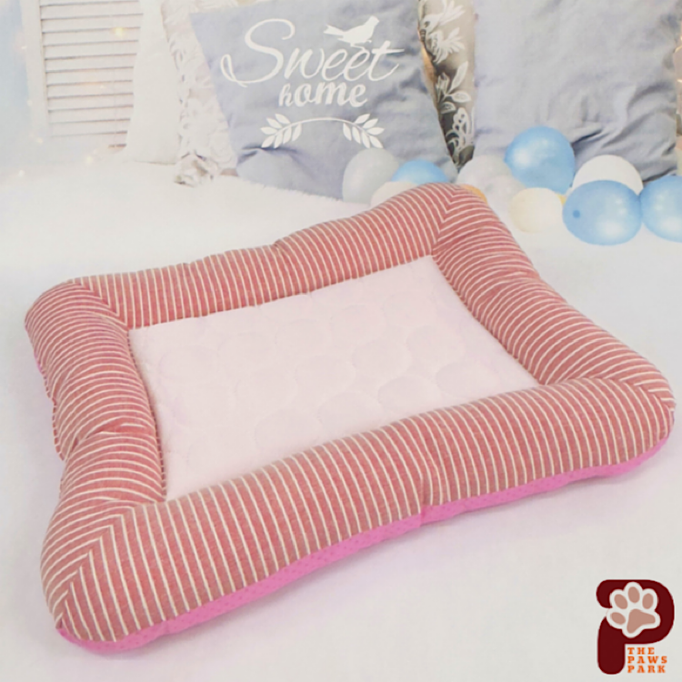 立體透氣條紋冰絲涼墊寵物涼感墊夏天降溫狗床-藍/紅 (2個尺碼可選)