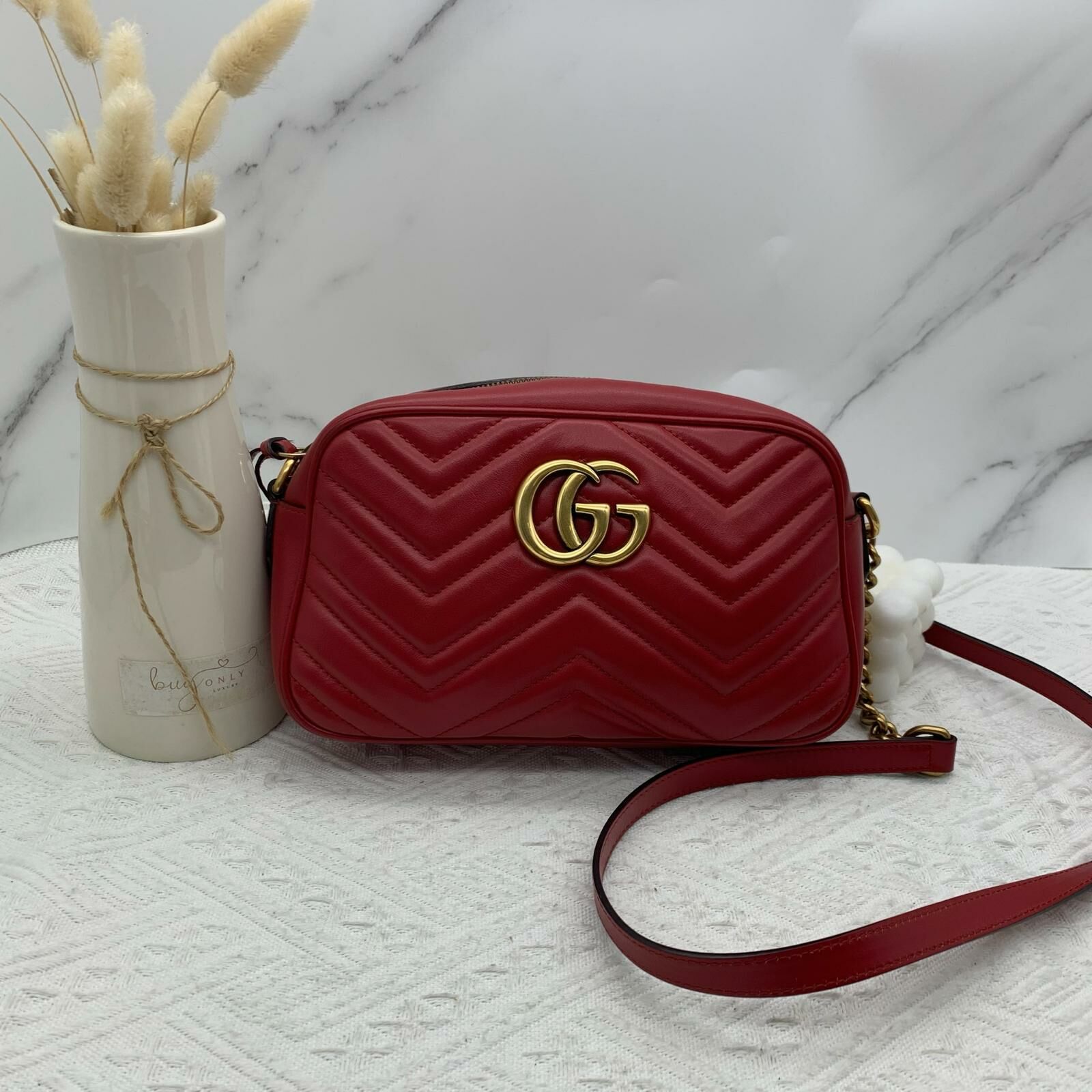 Gucci small gg marmont camera bag (red)
