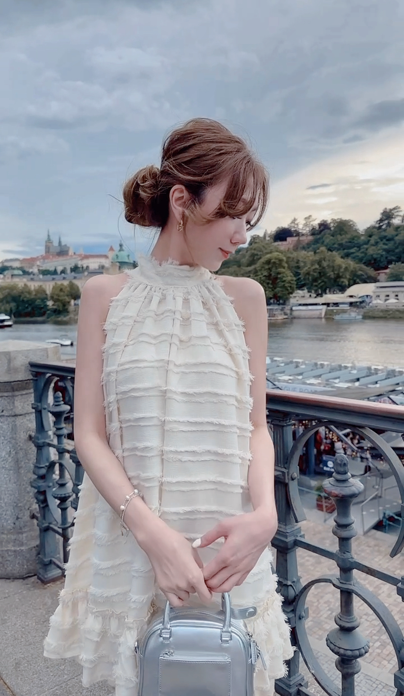 *MADE BY BJ2* THE CREAM TASSELS HALTER NECK DRESS