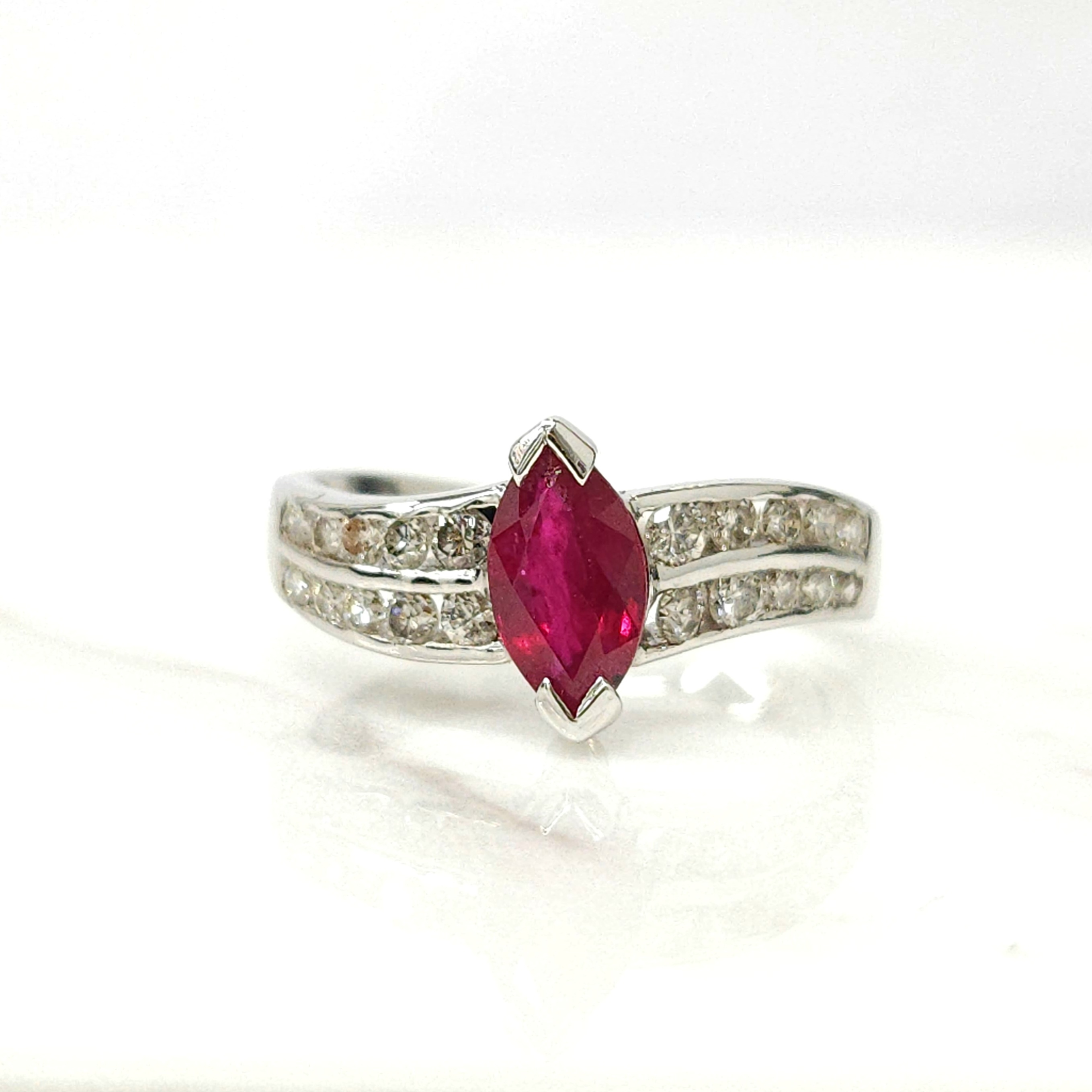 18K White Gold 0.43ct Ruby and Diamond Ring