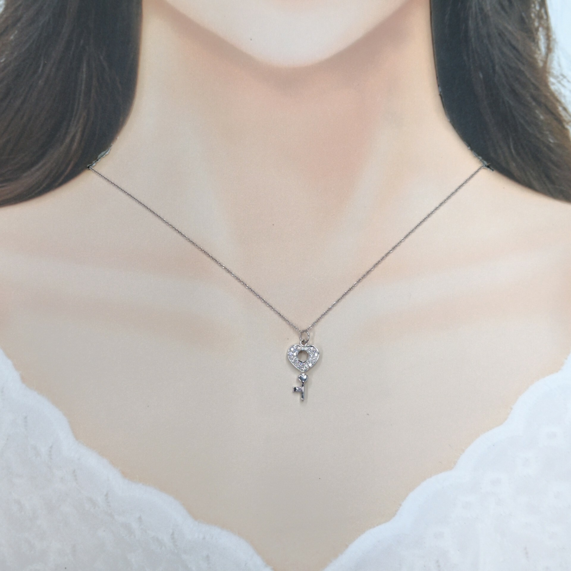 全新18K白金23份鑽石吊墜