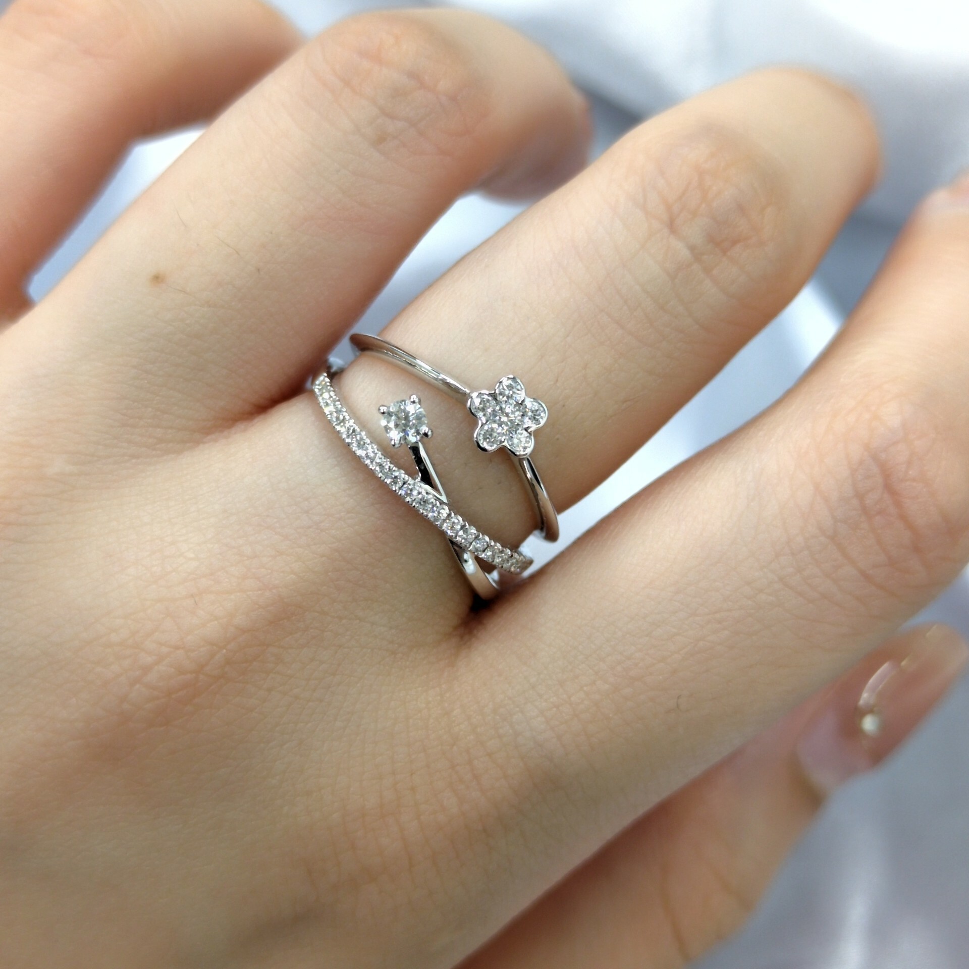 全新18K白金28份鑽石戒指