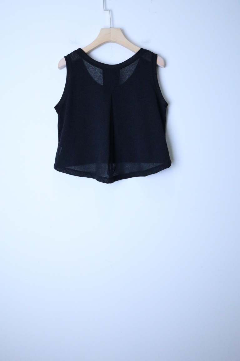 【穿拍樣品】雙材質鉤織坦克背心-黑