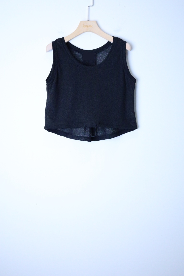 【穿拍樣品】雙材質鉤織坦克背心-黑