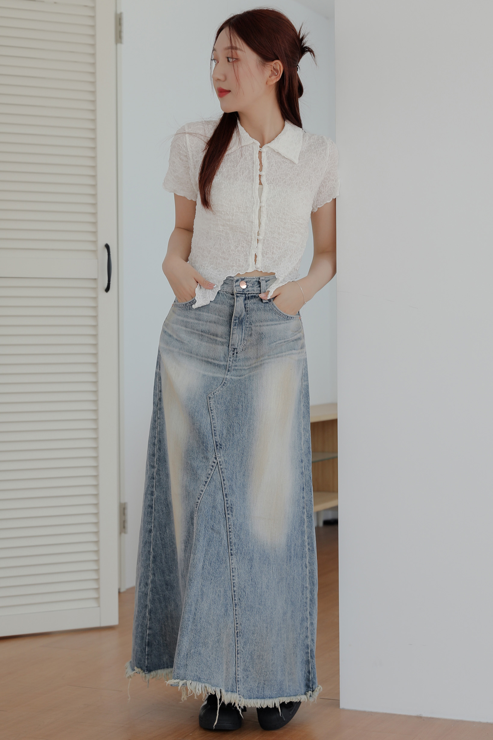 Vintage Denim Long Skirt #長裙