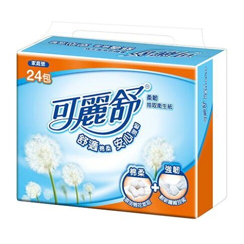 【可麗舒】柔韌抽取衛生紙100抽X24入X3串/箱