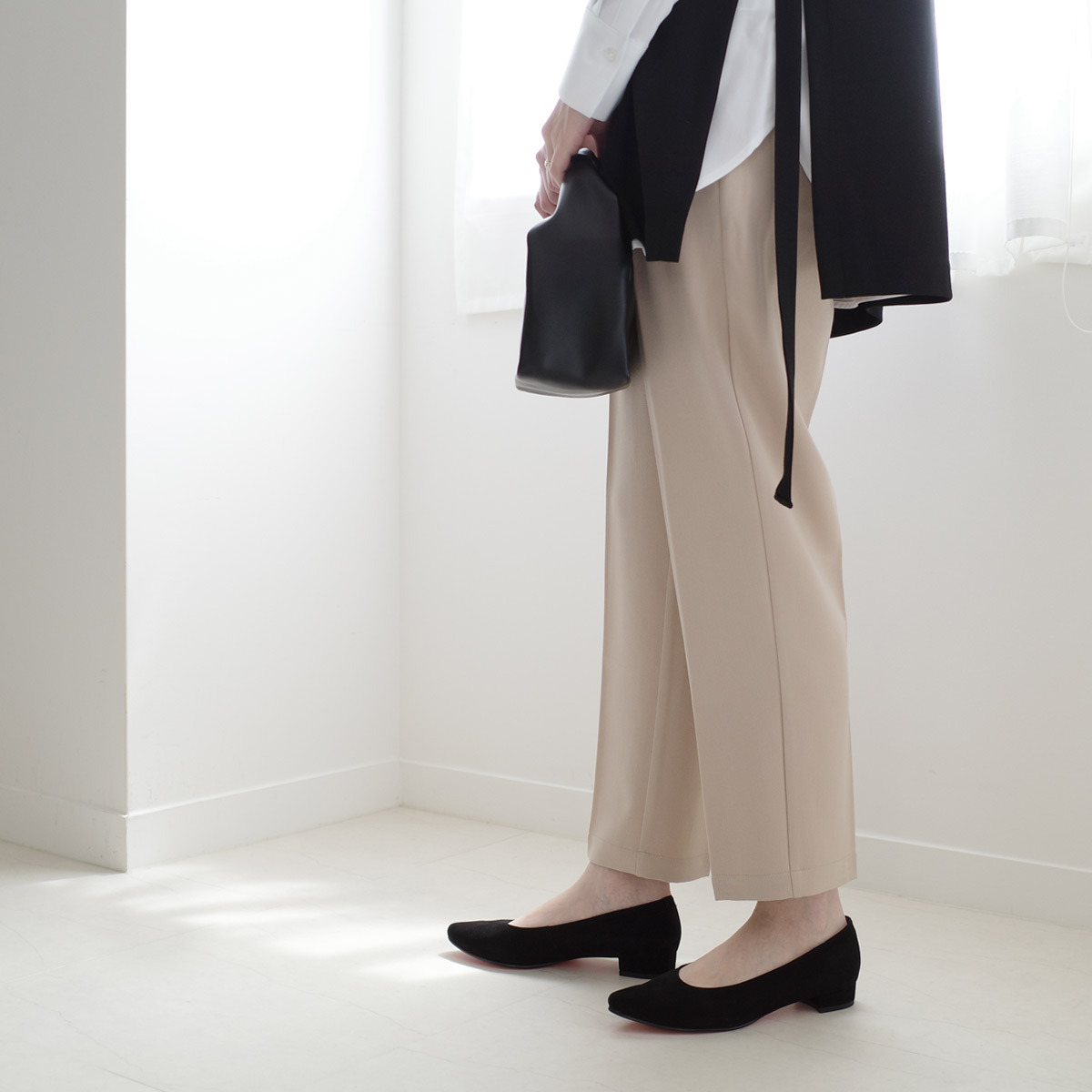 Point nine日本製真皮女用低調粉色鞋底尖頭高跟鞋2公分