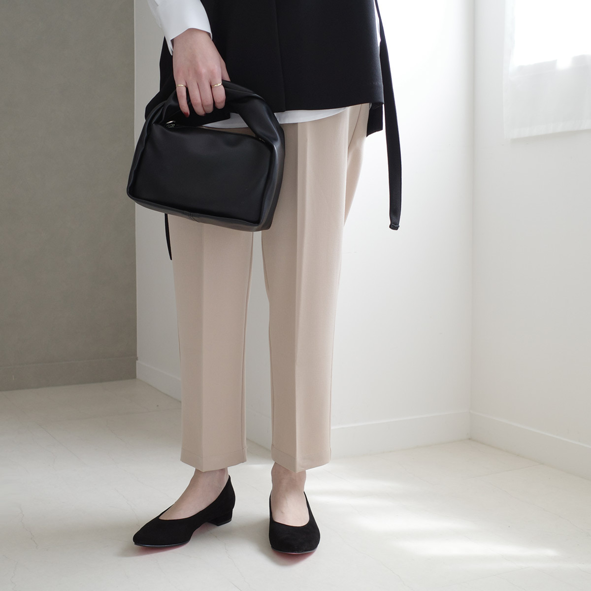 Point nine日本製真皮女用低調粉色鞋底尖頭高跟鞋2公分