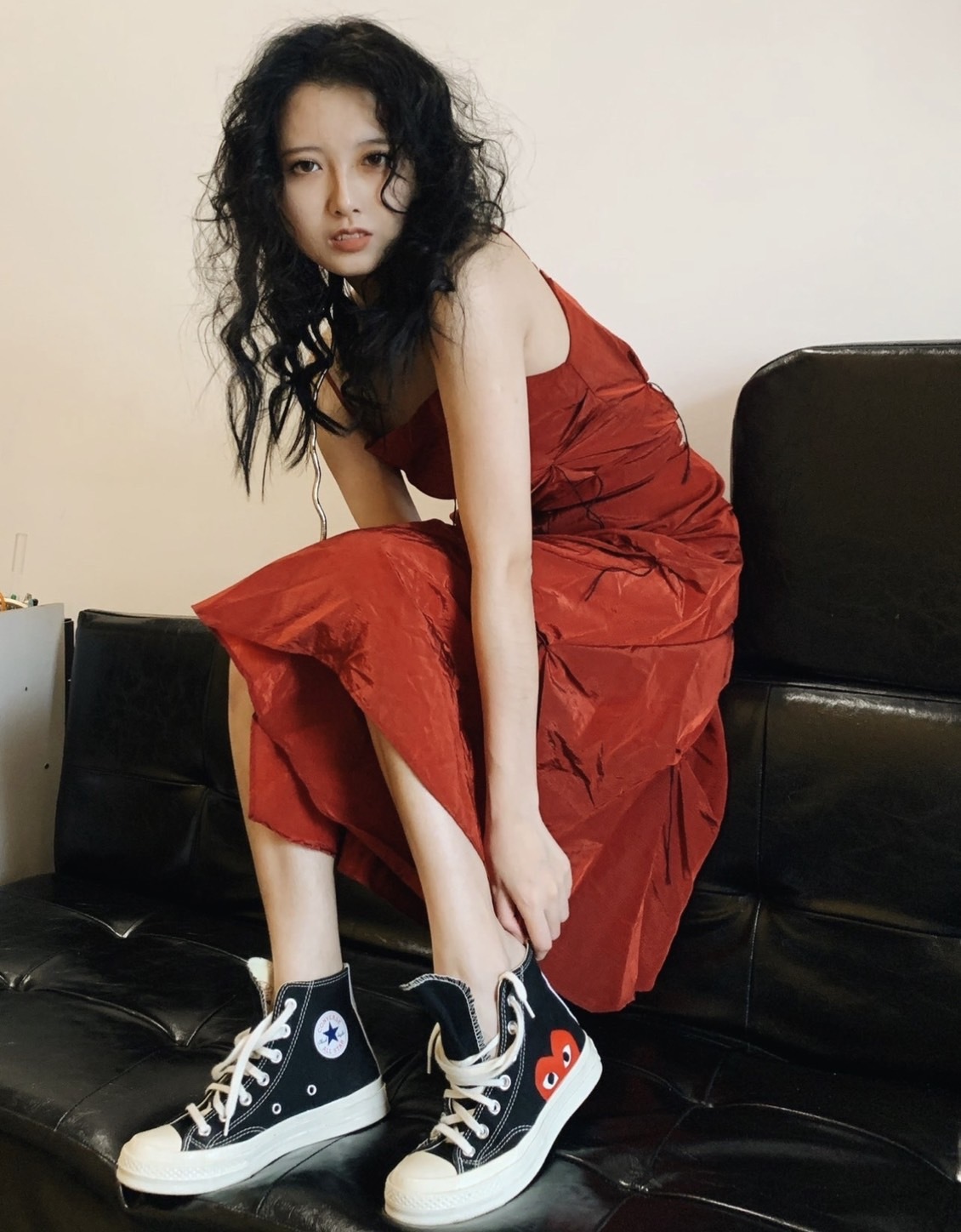 CDG  CONVERSE  黑色高筒