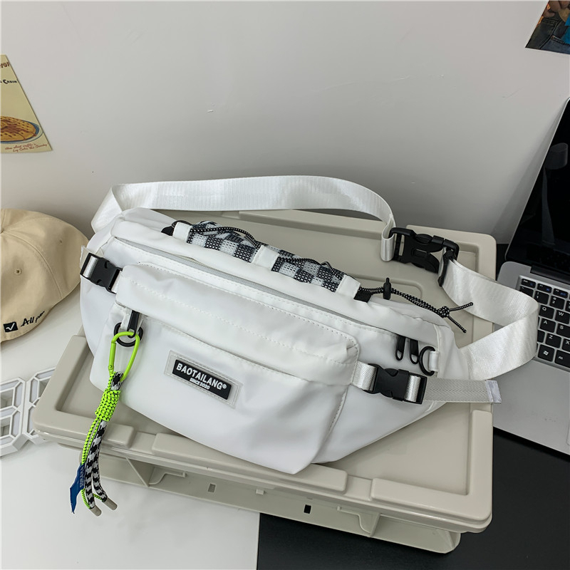 Popular casual crossbody bag, sports backpack, outdoor shoulder bag (white [with drawstring pendant])