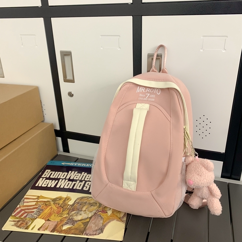 Popular casual crossbody bag, sports backpack, outdoor shoulder bag (pink [with pink faceless bear])